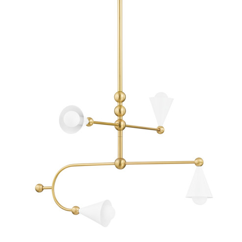 Hikari Four Light Chandelier in Aged Brass/Soft White (428|H681804-AGB/SWH)