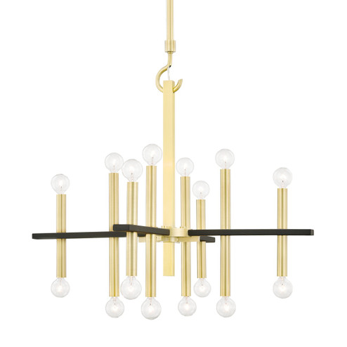 Colette 16 Light Chandelier in Aged Brass/Black (428|H296816-AGB/BK)