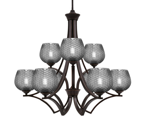 Zilo Nine Light Chandelier in Dark Granite (200|569-DG-4602)
