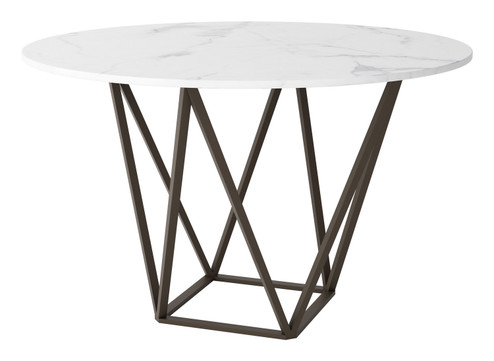 Tintern Dining Table in White, Antique Brass (339|100715)