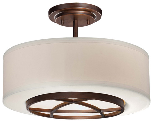 City Club Three Light Semi Flush Mount in Dark Brushed Bronze (Painted) (7|4951-267B)