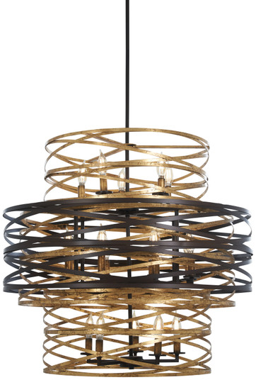 Vortic Flow 18 Light Chandelier in Dark Bronze W/Mosaic Gold Inte (7|4679-111)