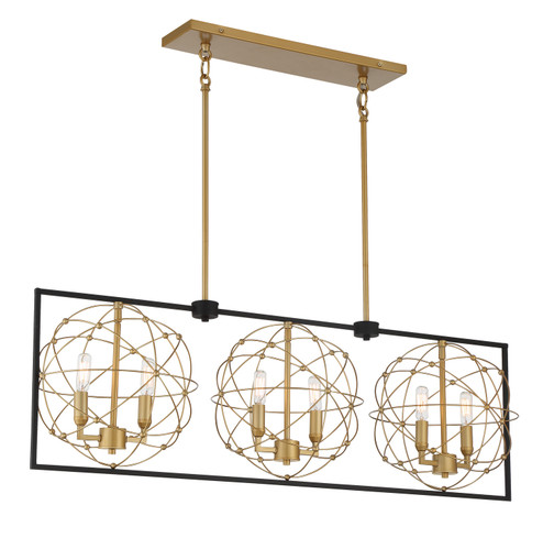 Titans Trace Six Light Pendant in Sand Coal w/Painted Honey Gold (7|3917-707A) Titans Trace Six Light Pendant in Sand Coal w/Painted Honey Gold (7|3917-707A)