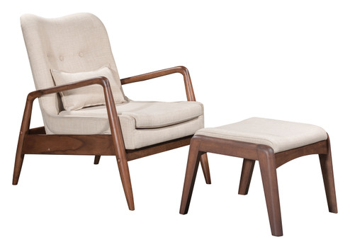 Bully Lounge Chair & Ottoman in Beige (339|100536)