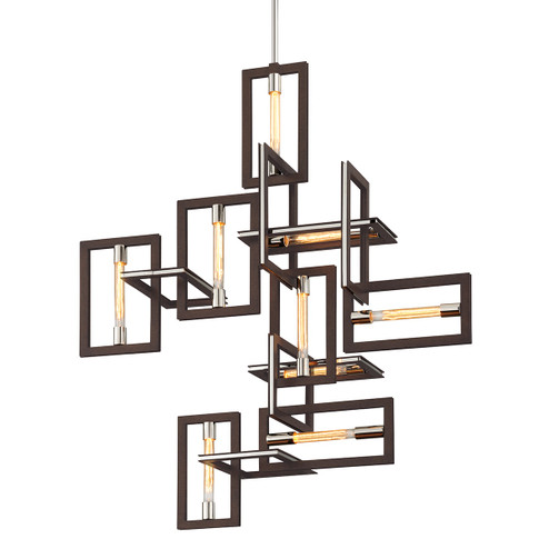 Enigma Nine Light Chandelier in Bronze With Polished Stainless (67|F6189-TBZ/SS)