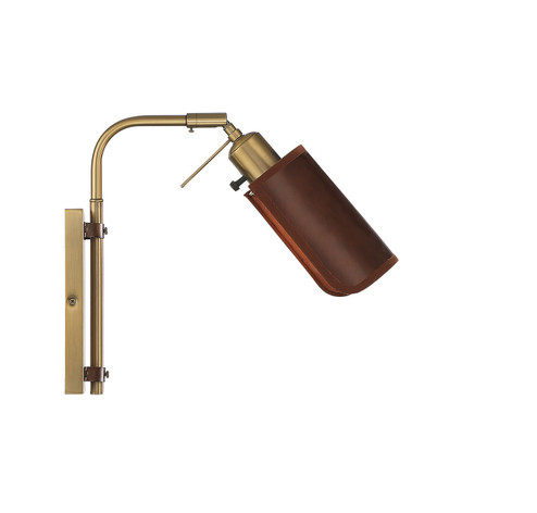 One Light Wall Sconce in Redwood with Natural Brass (446|M90068NB)