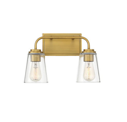 Mbath Two Light Bathroom Vanity Light in Natural Brass (446|M80043NB)