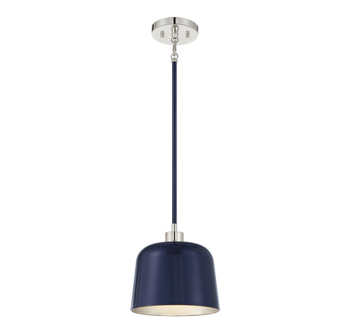 One Light Pendant in Navy Blue with Polished Nickel (446|M70118NBLPN)