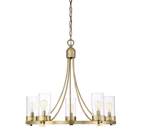 Mchan Five Light Chandelier in Natural Brass (446|M10018NB)