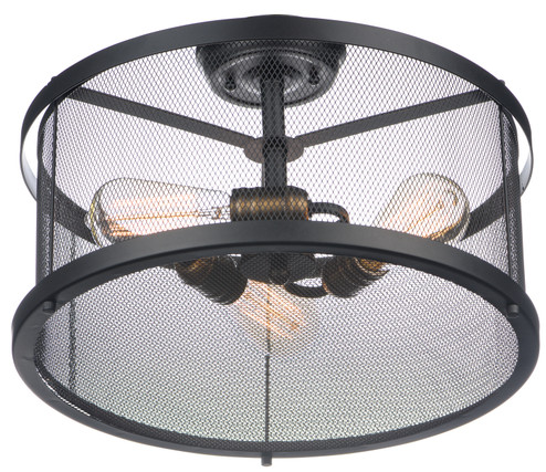 Palladium Three Light Semi-Flush Mount in Black / Natural Aged Brass (16|20110BKNAB)