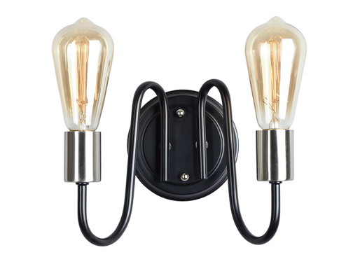 Haven Two Light Wall Sconce in Black / Satin Nickel (16|11739BKSN)