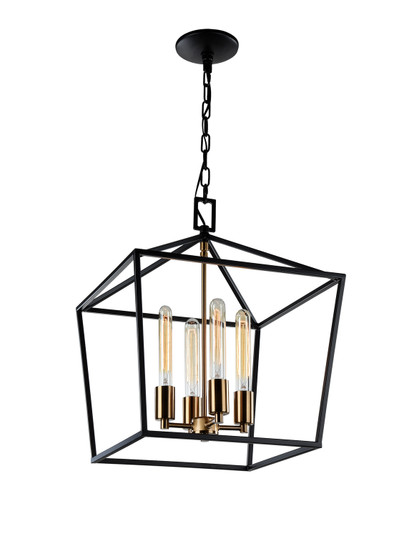 Scatola Four Light Chandelier in Rusty Black & Aged Gold Brass accents (423|C61704RB)
