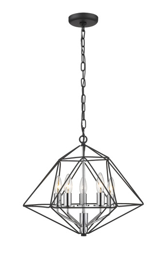 Geo Five Light Chandelier in Matte Black + Chrome (224|918-18MB-CH)