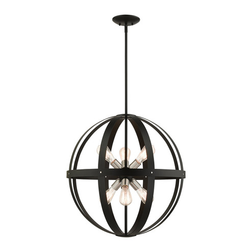 Stoneridge Six Light Chandelier in Textured Black w/ Brushed Nickels (107|49646-14)