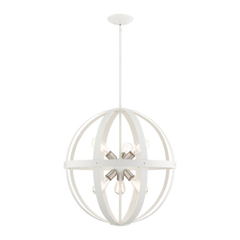 Stoneridge Six Light Chandelier in Textured White w/ Brushed Nickel Cluster (107|49646-13)