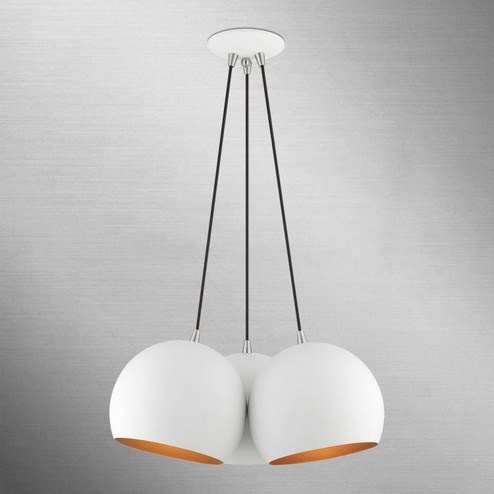 Piedmont Three Light Pendant in White w/ Brushed Nickels (107|43393-03) Piedmont Three Light Pendant in White w/ Brushed Nickels (107|43393-03)