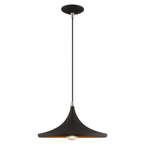 Waldorf One Light Mini Pendant in Black w/ Brushed Nickels (107|41187-04)