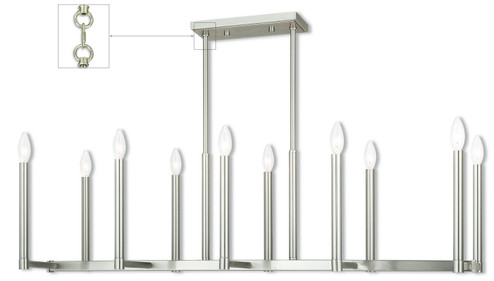 Alpine Ten Light Linear Chandelier in Brushed Nickel (107|40259-91)