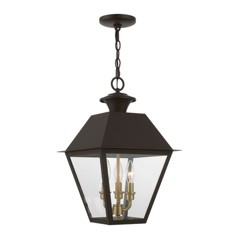 Wentworth Three Light Outdoor Pendant in Bronze w/Antique Brass Finish Cluster (107|27220-07)