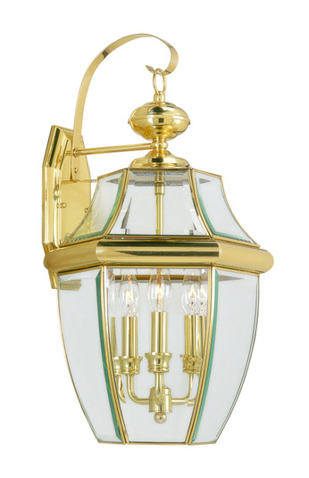 Monterey Three Light Outdoor Wall Lantern in Polished Brass (107|2351-02)