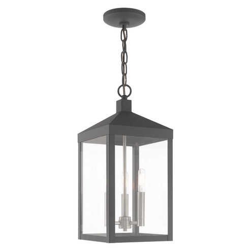 Nyack Three Light Outdoor Pendant in Scandinavian Gray w/ Brushed Nickels (107|20593-76)