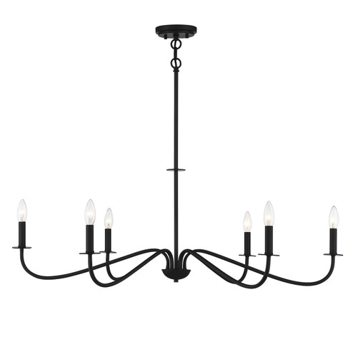 Jasmine Six Light Chandelier in Matte Black (159|V6-L1-2220-6-89)