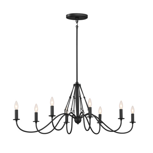 Freesia Eight Light Linear Chandelier in Textured Black (12|52457BKT)