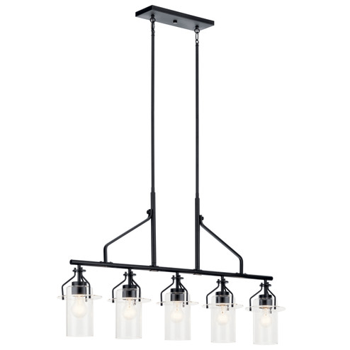 Everett Five Light Linear Chandelier in Black (12|52379BK)