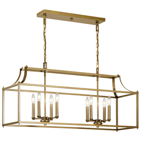 Morrigan Eight Light Linear Chandelier in Natural Brass (12|42497NBR)