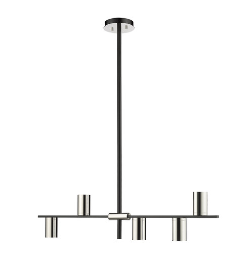 Calumet Five Light Linear Chandelier in Matte Black + Polished Nickel (224|814-5L-MB-PN)