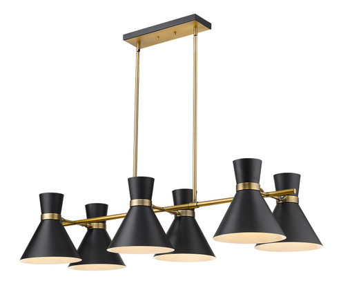 Soriano Six Light Linear Chandelier in Matte Black + Heritage Brass (224|728-6L-MB-HBR)