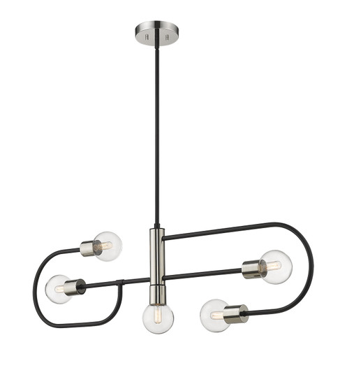 Neutra Five Light Linear Chandelier in Matte Black + Polished Nickel (224|621-5L-MB-PN)