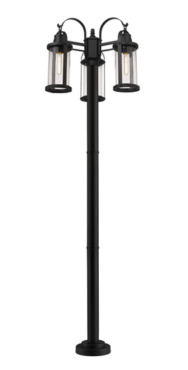 Roundhouse Three Light Outdoor Post Mounted Fixture in Black (224|569MP3-567P-BK)