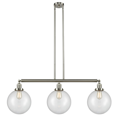 Franklin Restoration Three Light Island Pendant in Brushed Satin Nickel (405|213-SN-G202-10)