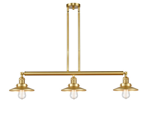 Franklin Restoration Three Light Island Pendant in Satin Gold (405|213-SG-M4)