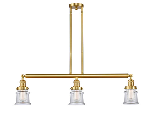 Franklin Restoration Three Light Island Pendant in Satin Gold (405|213-SG-G182S)