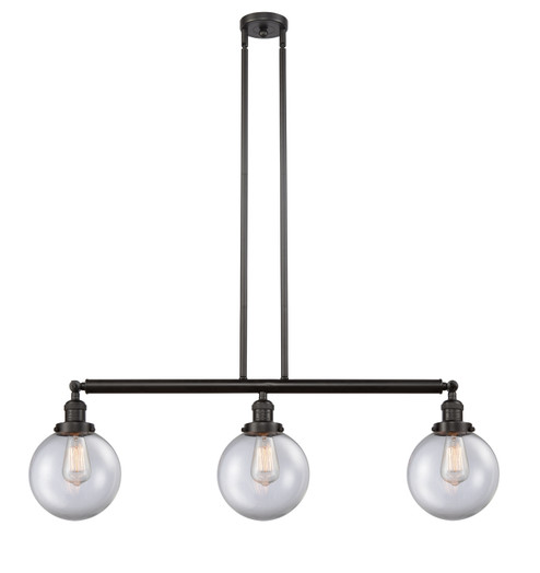 Franklin Restoration Three Light Island Pendant in Oil Rubbed Bronze (405|213-OB-G202-8)