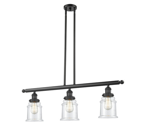 Franklin Restoration Three Light Island Pendant in Matte Black (405|213-BK-G182)