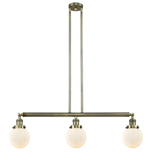 Franklin Restoration Three Light Island Pendant in Antique Brass (405|213-AB-G201-6)