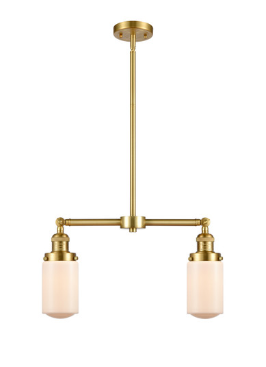 Franklin Restoration Two Light Island Pendant in Satin Gold (405|209-SG-G311)