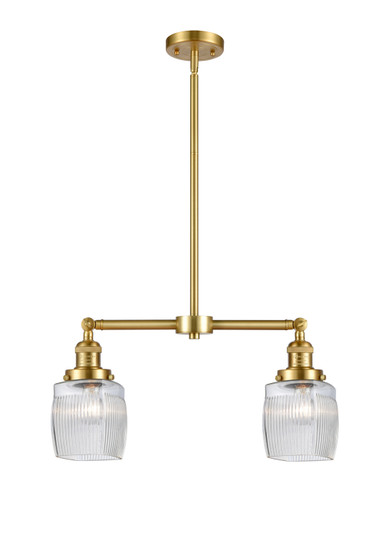 Franklin Restoration Two Light Island Pendant in Satin Gold (405|209-SG-G302)