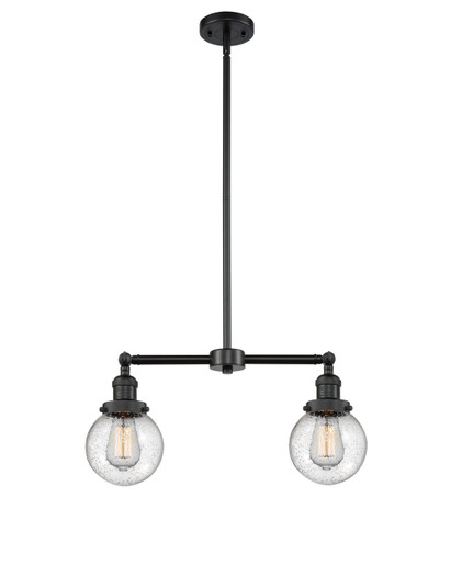 Franklin Restoration Two Light Island Pendant in Matte Black (405|209-BK-G204-6)