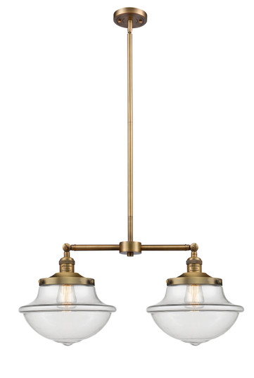 Franklin Restoration Two Light Island Pendant in Brushed Brass (405|209-BB-G542)