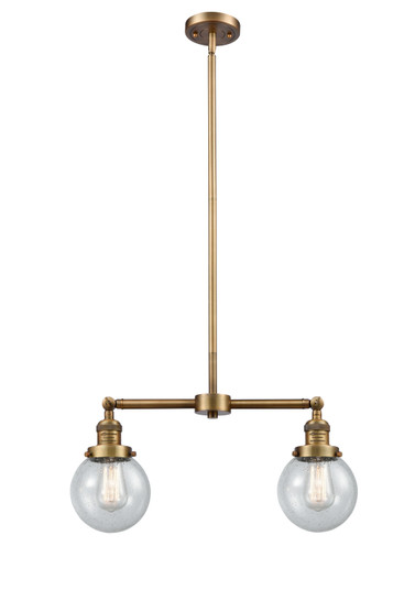 Franklin Restoration Two Light Island Pendant in Brushed Brass (405|209-BB-G204-6)