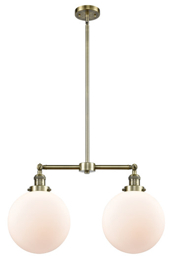 Franklin Restoration Two Light Island Pendant in Antique Brass (405|209-AB-G201-10)