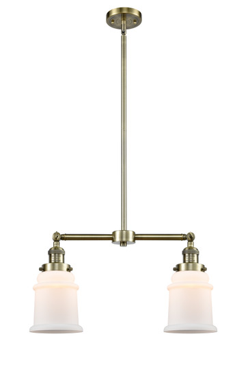 Franklin Restoration Two Light Island Pendant in Antique Brass (405|209-AB-G181)