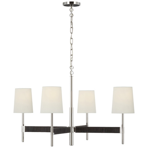Elle LED Chandelier in Polished Nickel and Black Rattan (268|SK 5555PN/BRT-L)