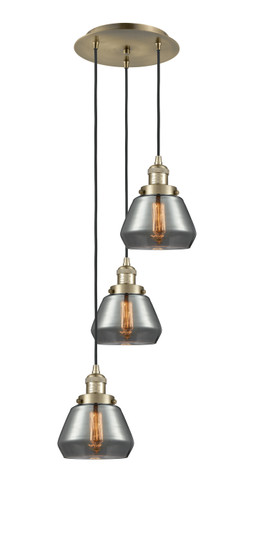 Franklin Restoration Three Light Pendant in Antique Brass (405|113F-3P-AB-G173)