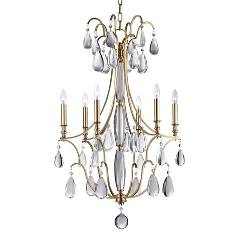 Crawford Six Light Chandelier in Aged Brass (70|9324-AGB)