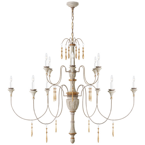 Fortuna 12 Light Chandelier in Vintage White and Gild (268|JN 5014VW)